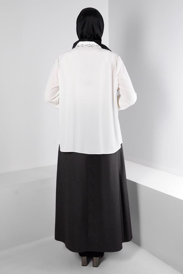Vêtements hijab CRÈME ALVINA BLOUSE GRANDE TAILLE T 20240 - TRENDTESETTÜR