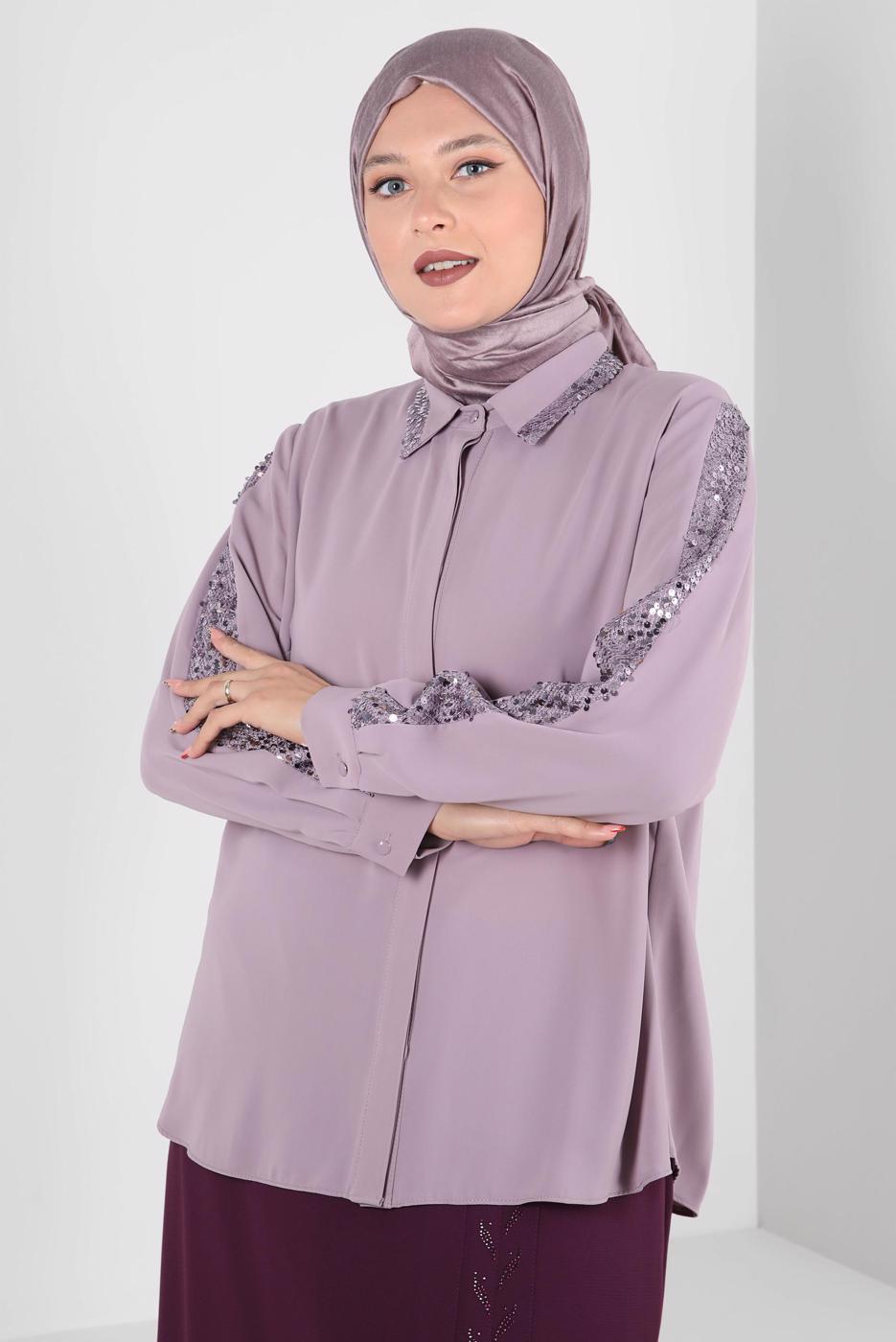 Vêtements hijab POURPRE ALVINA BLOUSE GRANDE TAILLE T 20240