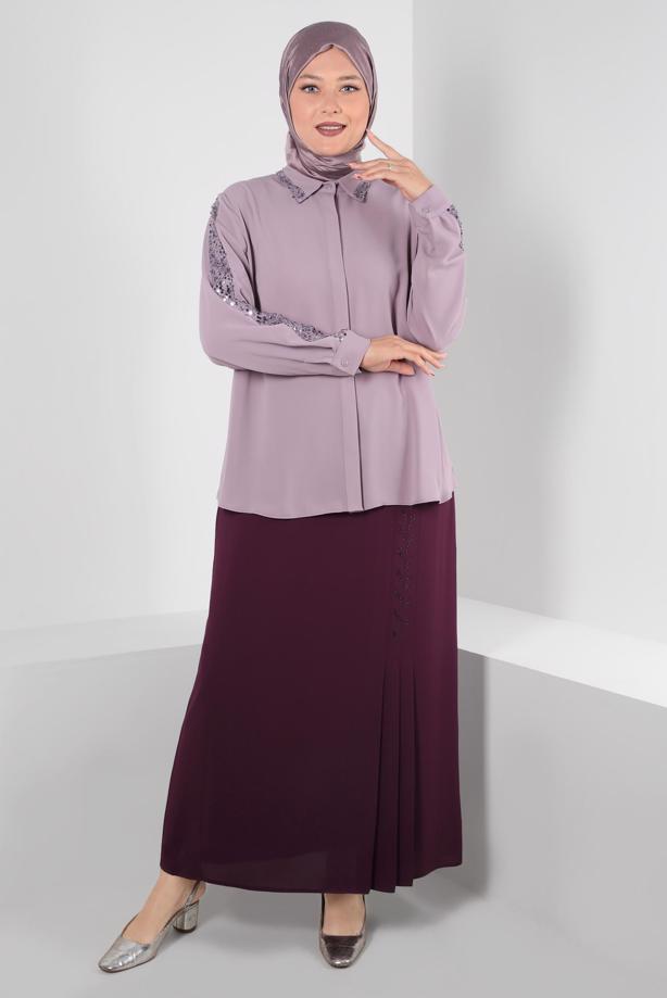 Vêtements hijab POURPRE ALVINA BLOUSE GRANDE TAILLE T 20240 - TRENDTESETTÜR