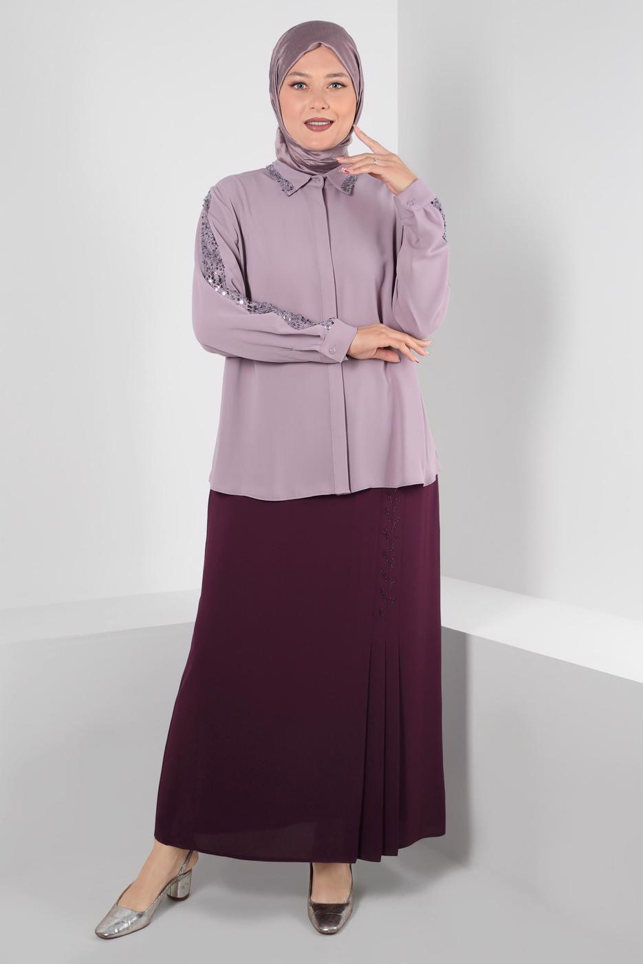 Vêtements hijab POURPRE ALVINA BLOUSE GRANDE TAILLE T 20240