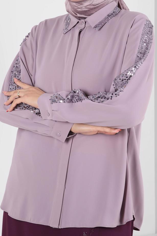 Vêtements hijab POURPRE ALVINA BLOUSE GRANDE TAILLE T 20240 - TRENDTESETTÜR