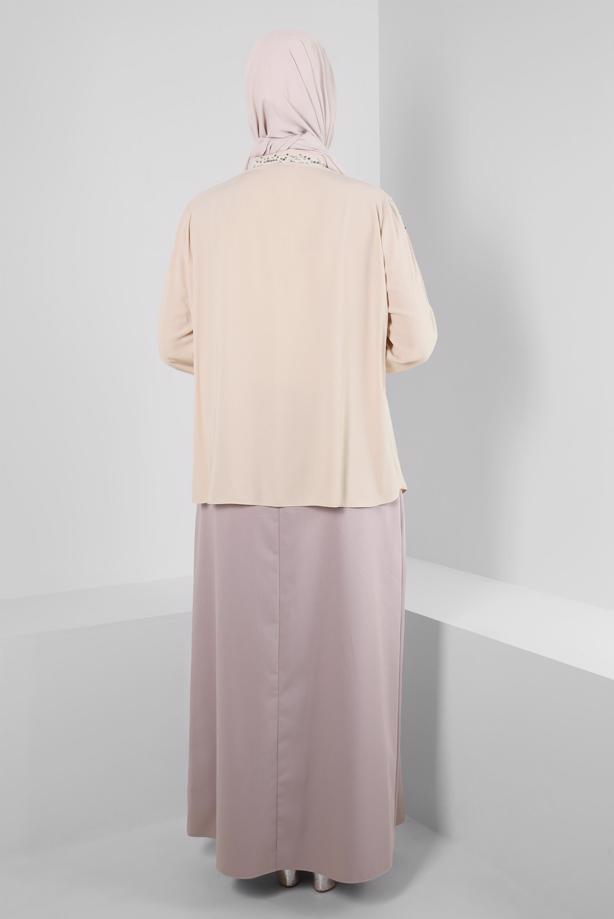 Vêtements hijab BEIGE ALVINA BLOUSE GRANDE TAILLE T 20240 - TRENDTESETTÜR