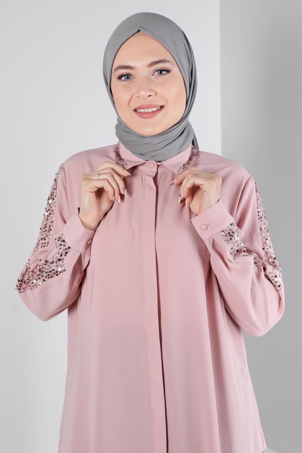 Vêtements hijab POUDRE ALVINA BLOUSE GRANDE TAILLE T 20240 - TRENDTESETTÜR
