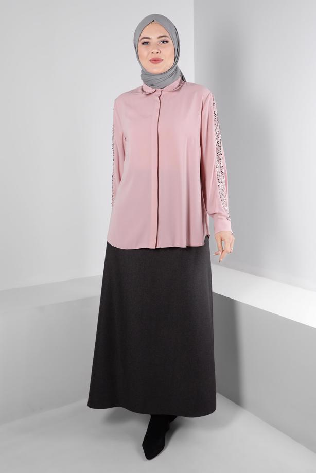 Vêtements hijab POUDRE ALVINA BLOUSE GRANDE TAILLE T 20240 - TRENDTESETTÜR