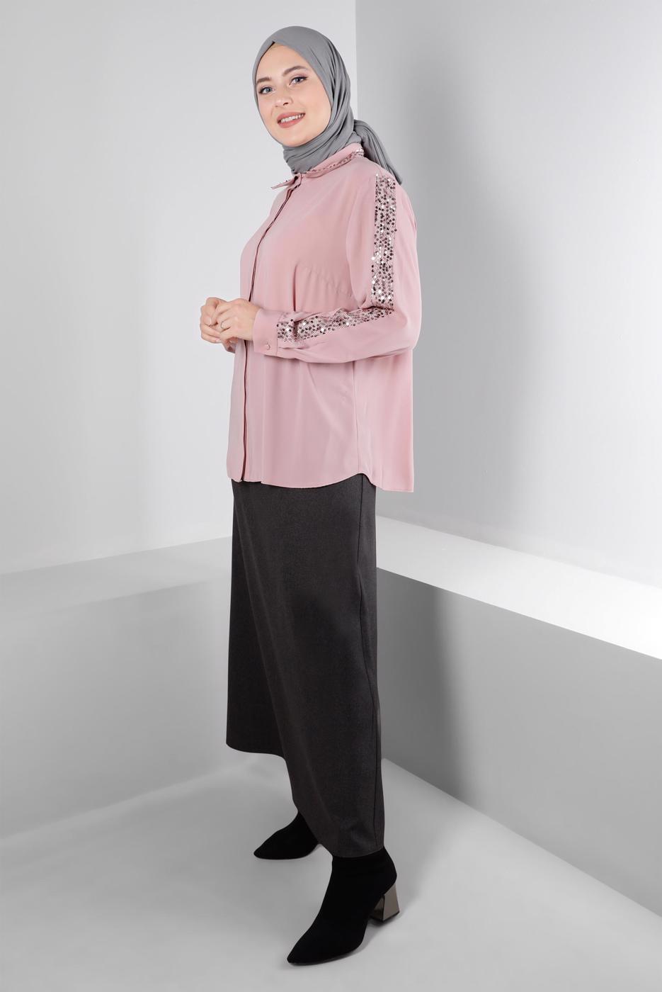 Vêtements hijab POUDRE ALVINA BLOUSE GRANDE TAILLE T 20240