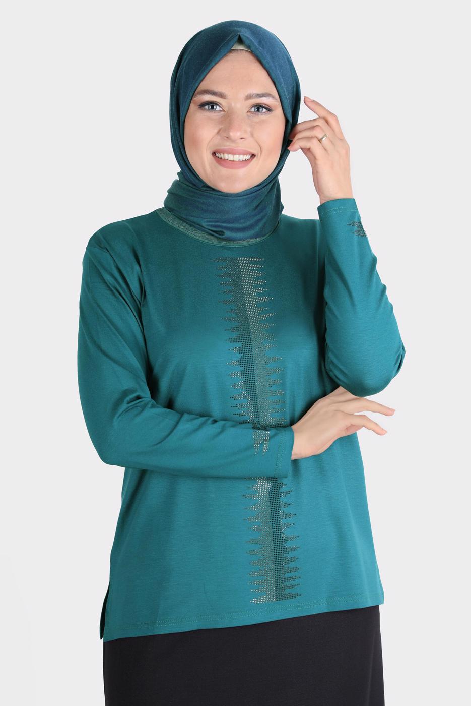 Vêtements hijab BLEU ALVINA BLOUSE GRANDE TAILLE T 20251