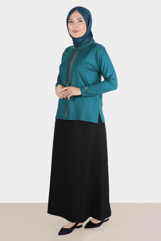 Vêtements hijab BLEU ALVINA BLOUSE GRANDE TAILLE T 20251 - TRENDTESETTÜR