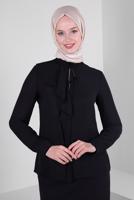 Tesettür giyim SİYAH ALVİNA BROŞ DETAYLI BLUZ T 42794
