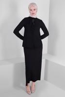 Tesettür giyim SİYAH ALVİNA BROŞ DETAYLI BLUZ T 42794