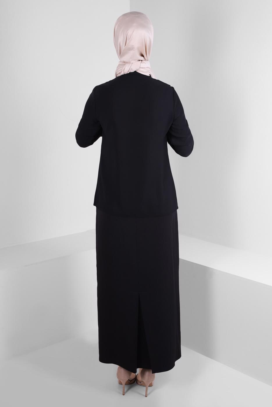 Tesettür giyim SİYAH ALVİNA BROŞ DETAYLI BLUZ T 42794