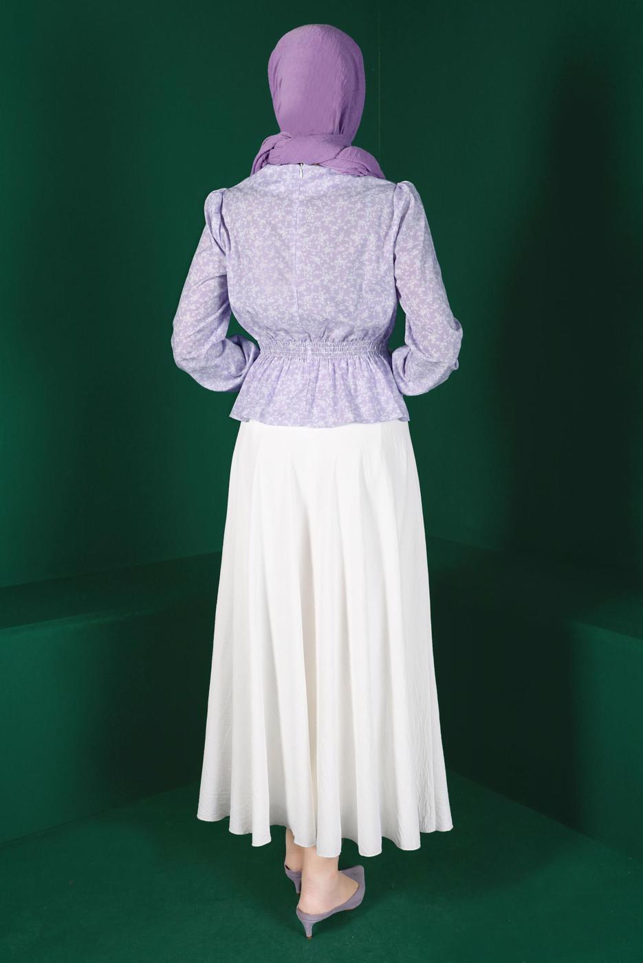 Hijab clothing PURPLE ALVINA FLOWER PATTERNED BLOUSE T 42888