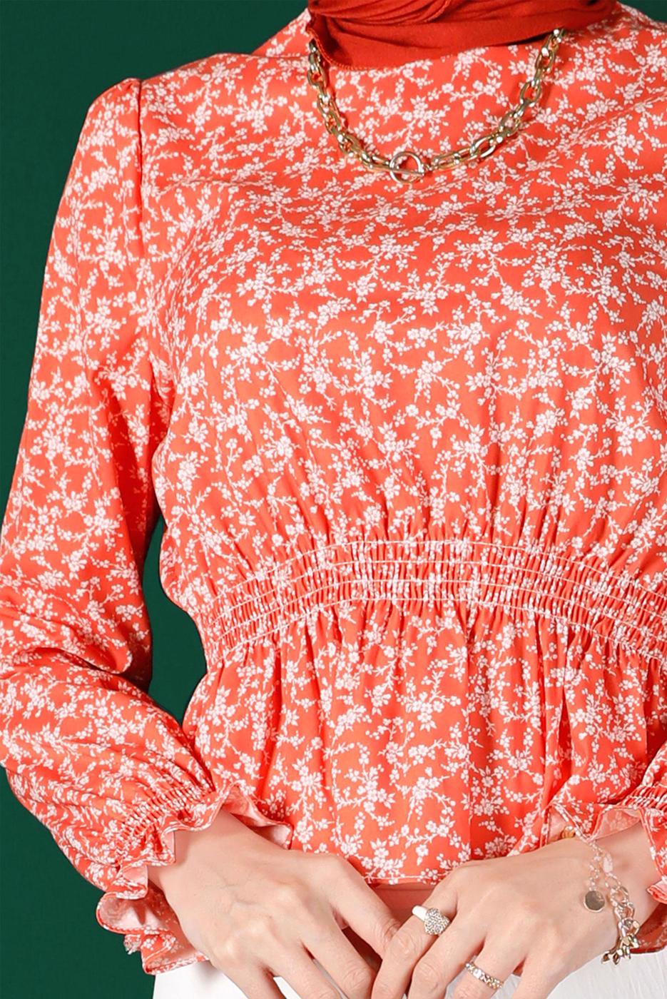 Hijab clothing CORAL ALVINA FLOWER PATTERNED BLOUSE T 42888
