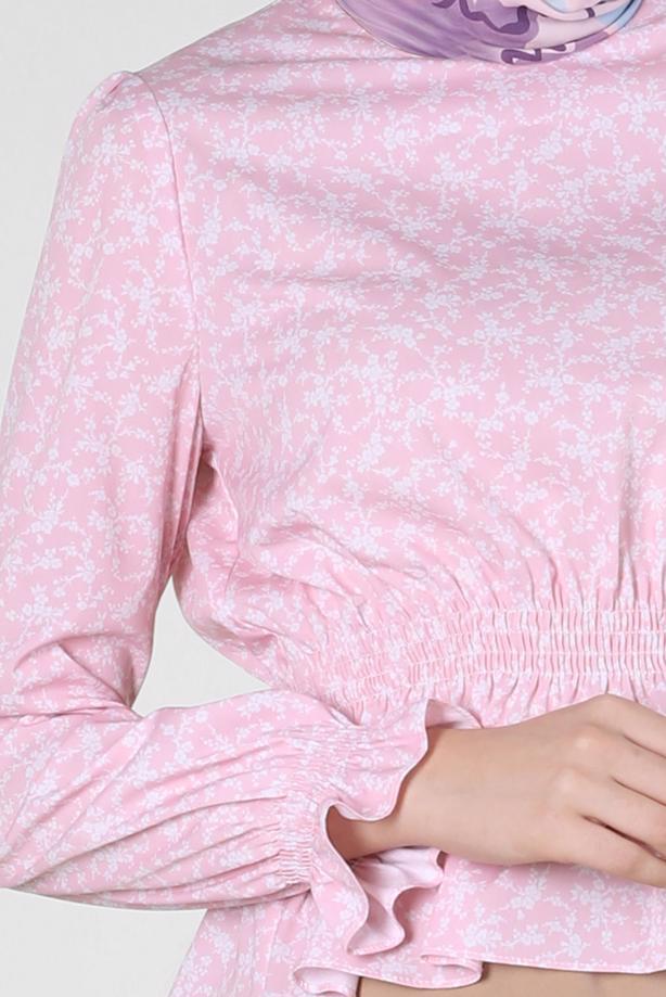 Hijab clothing POWDER ALVINA FLOWER PATTERNED BLOUSE T 42888 - TRENDTESETTÜR