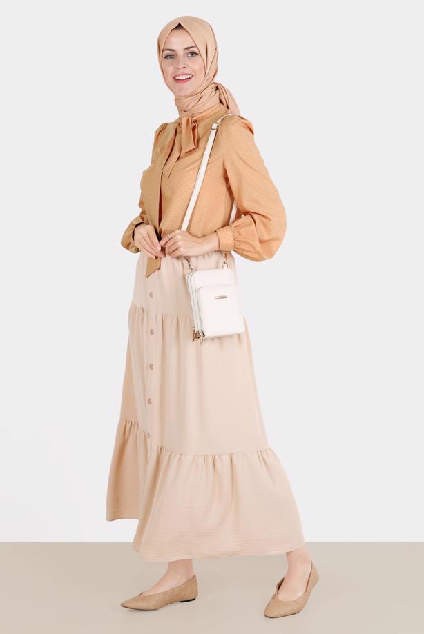 Hijab clothing ORANGE ALVINA TIE DETAILED BLOUSE T 42925 - TRENDTESETTÜR