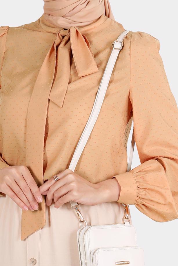 Hijab clothing ORANGE ALVINA TIE DETAILED BLOUSE T 42925 - TRENDTESETTÜR