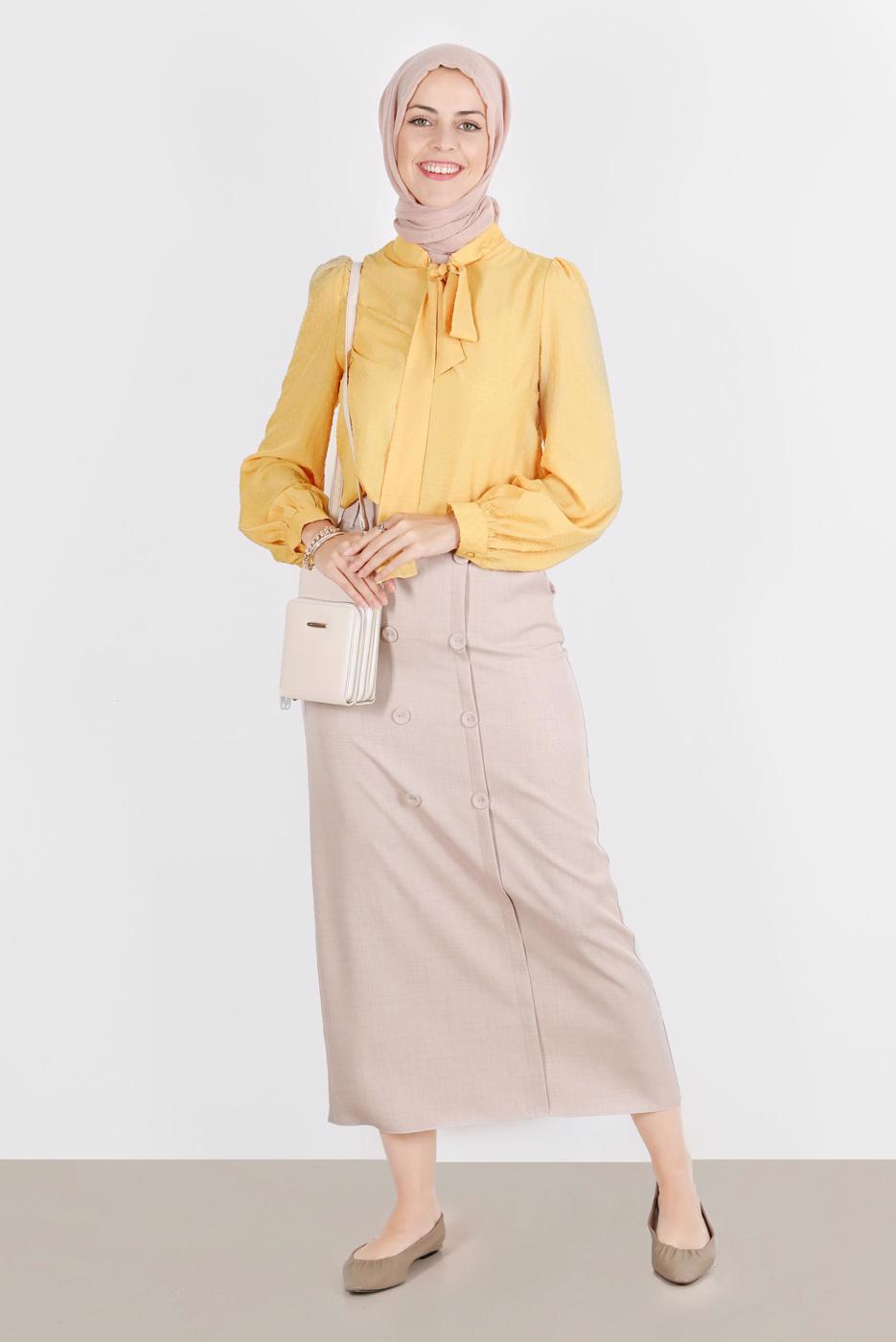 Hijab clothing YELLOW ALVINA TIE DETAILED BLOUSE T 42925