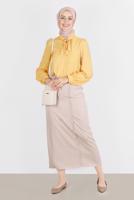 Hijab clothing YELLOW ALVINA TIE DETAILED BLOUSE T 42925