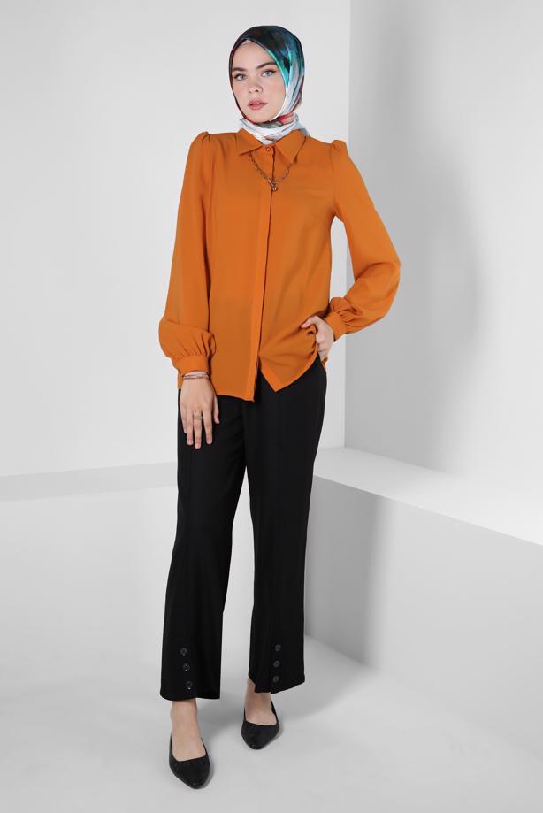 Hijab clothing ORANGE ALVINA SHIRT COLLAR BLOUSE T 42926 - TRENDTESETTÜR