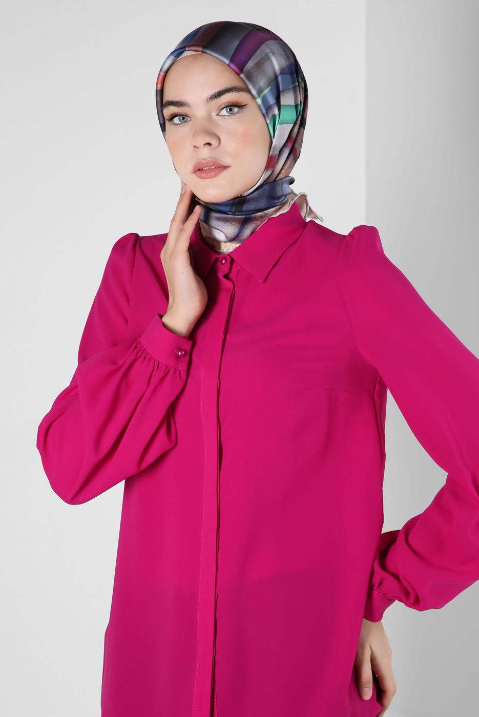 Hijab clothing FUCHSIA ALVINA SHIRT COLLAR BLOUSE T 42926