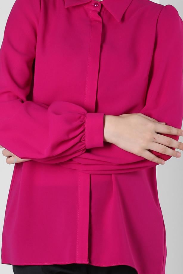 Hijab clothing FUCHSIA ALVINA SHIRT COLLAR BLOUSE T 42926 - TRENDTESETTÜR