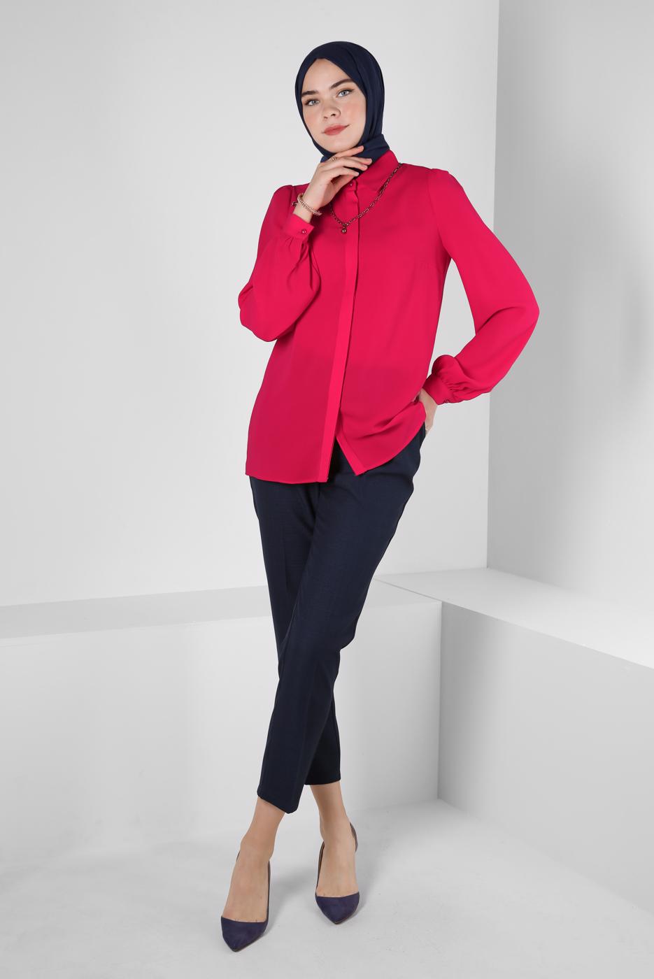 Hijab clothing FUCHSIA ALVINA SHIRT COLLAR BLOUSE T 42926