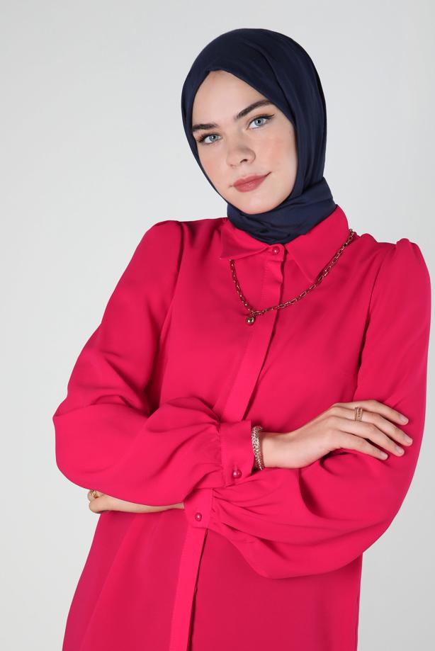 Hijab clothing FUCHSIA ALVINA SHIRT COLLAR BLOUSE T 42926 - TRENDTESETTÜR