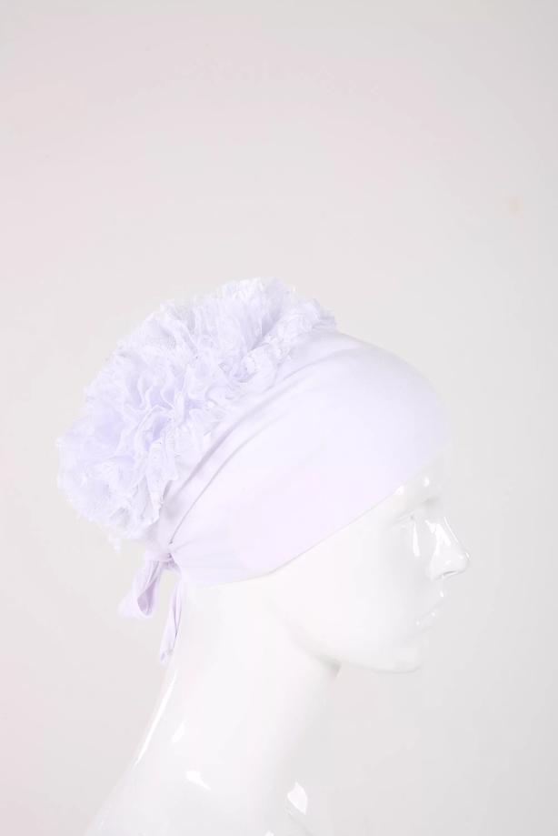 Vêtements hijab BLANC BONNET À VOLANTS SANS COUTURES 20260 - TRENDTESETTÜR