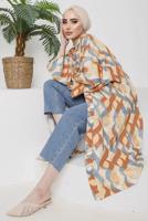 Vêtements hijab ORANGE KIMONO À MOTIF CEINTURÉ 1110