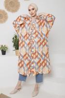 Vêtements hijab ORANGE KIMONO À MOTIF CEINTURÉ 1110