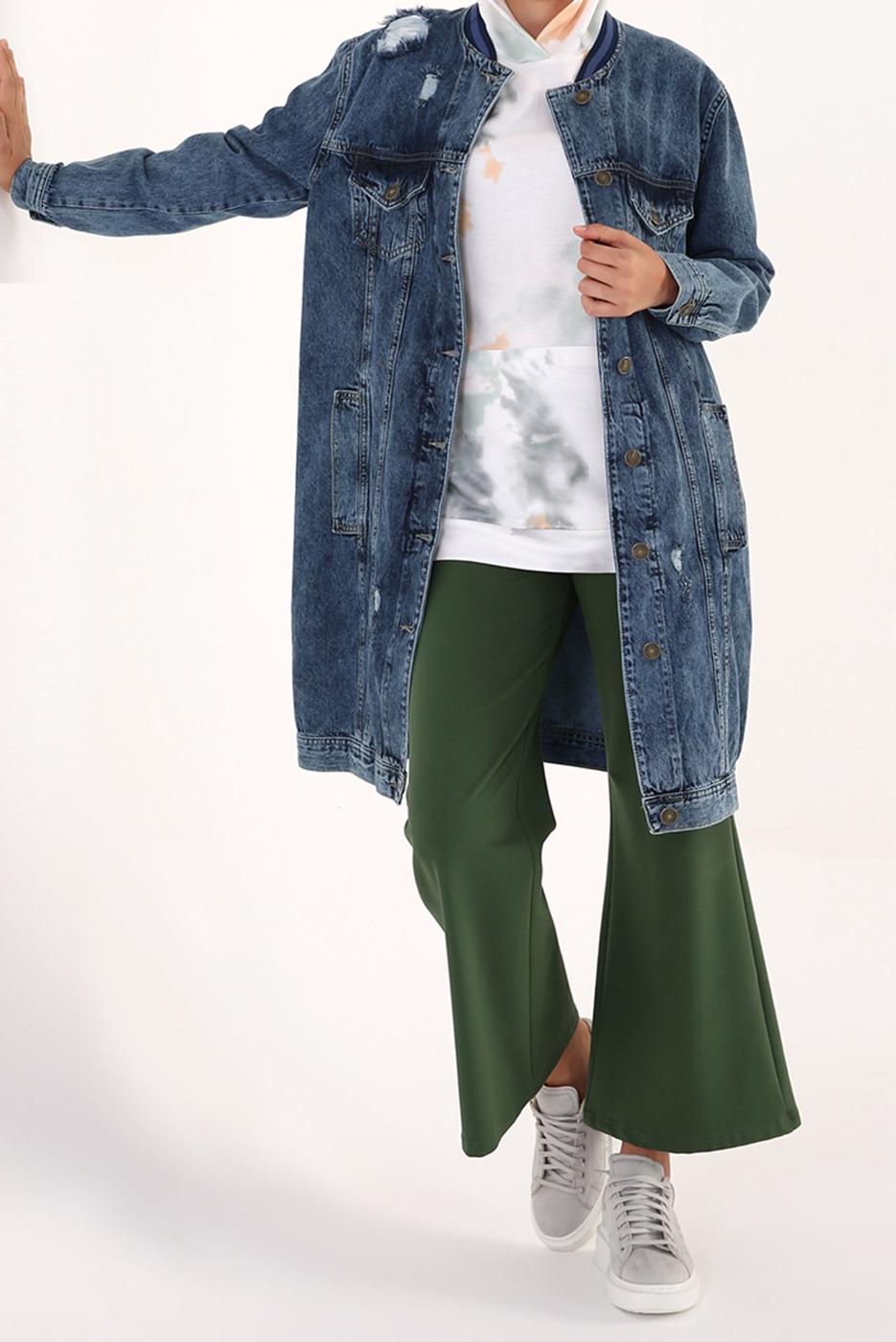 Vêtements hijab BLEU VESTE EN DENIM BOUTONNÉE AVEC POCHE 20024