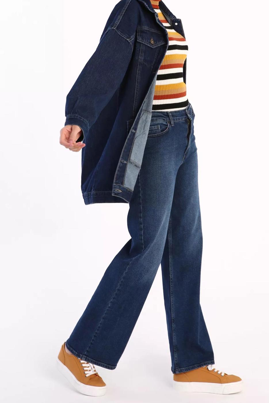 Tesettür giyim MAVİ CEPLİ DENİM CEKET 30024 