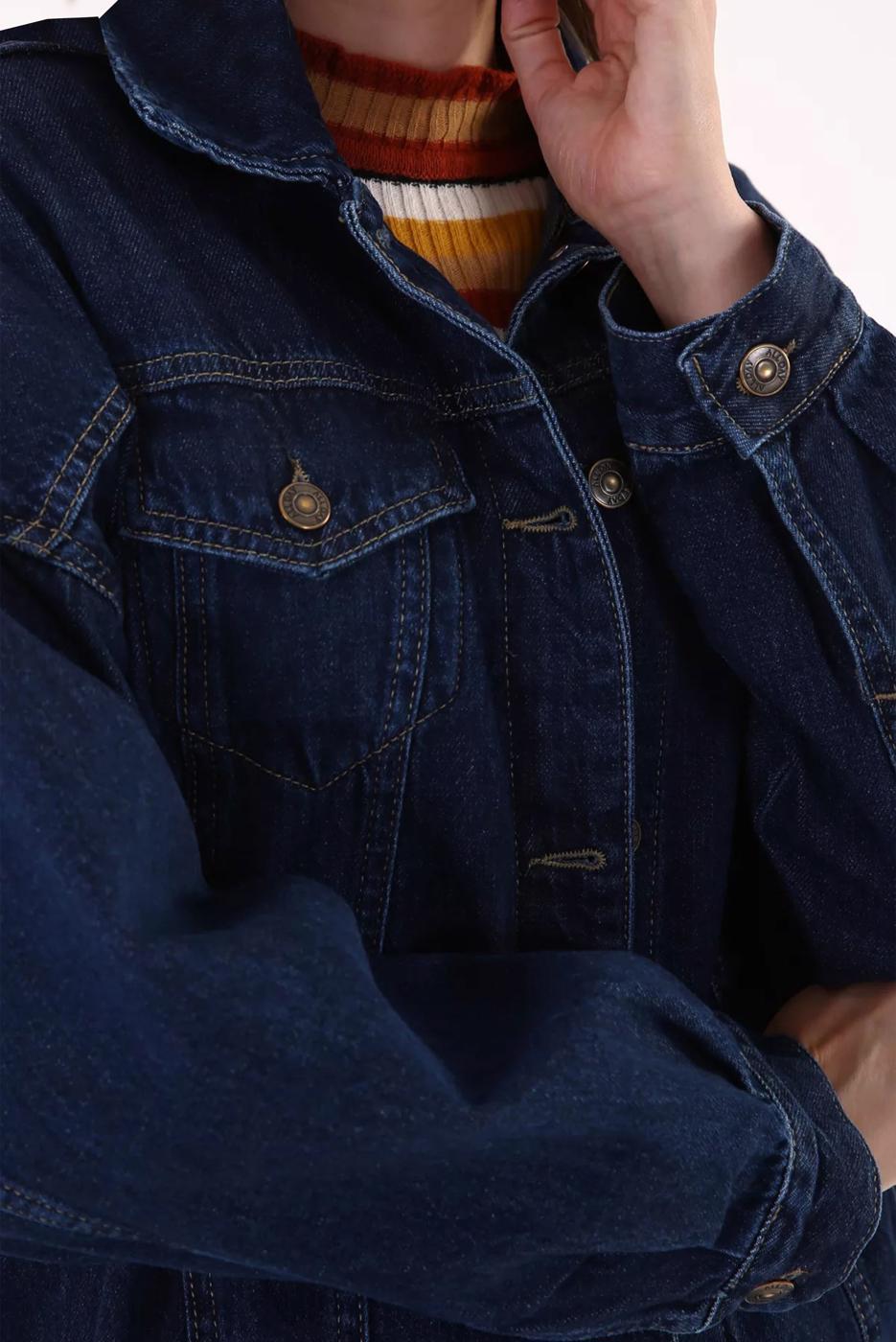 Tesettür giyim MAVİ CEPLİ DENİM CEKET 30024 