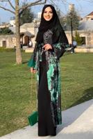 Tesettür giyim YEŞİL ÇİÇEK DESENLİ KİMONO 6547 