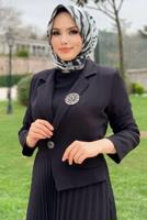 Tesettür giyim SİYAH CEKET GÖRÜNÜMLÜ ELBİSE T 0073