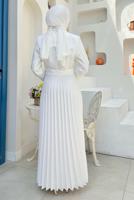 Tesettür giyim EKRU CEKET GÖRÜNÜMLÜ ELBİSE T 0073