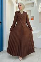 Vêtements hijab BRUN VESTE LOOK ROBE T 0073