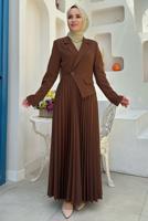 Vêtements hijab BRUN VESTE LOOK ROBE T 0073