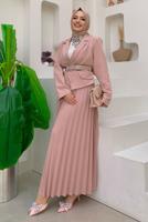 Tesettür giyim PUDRA CEKET GÖRÜNÜMLÜ ELBİSE T 0073