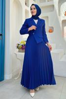 Tesettür giyim LACİVERT CEKET GÖRÜNÜMLÜ ELBİSE T 0073