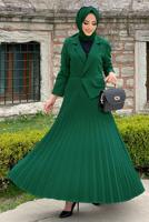 Tesettür giyim YEŞİL CEKET GÖRÜNÜMLÜ ELBİSE T 0073