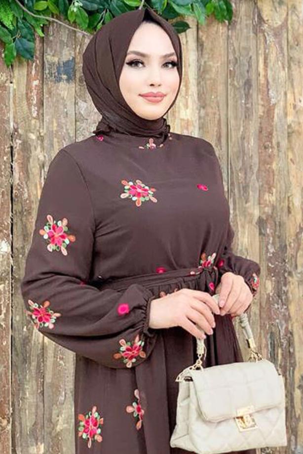 Vêtements hijab  ROBE BRODÉE FLORAL 0463 - TRENDTESETTÜR