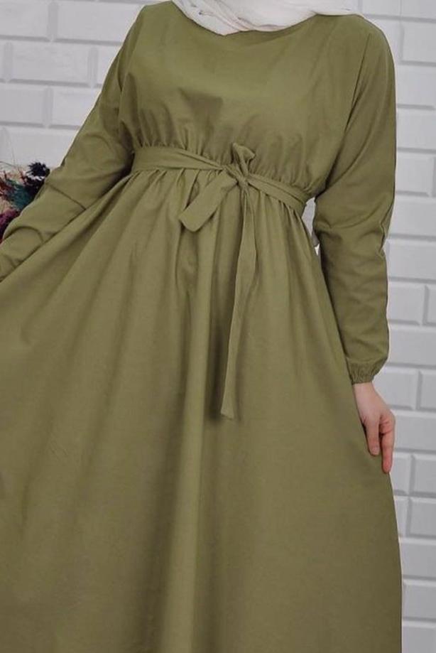 Vêtements hijab  BELTED DRESS WITH ELASTIC CUFFS 0867 - TRENDTESETTÜR