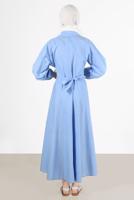 Vêtements hijab BLEU ROBE À CEINTURE ET BOUTONS 09005