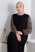 Vêtements hijab NOIR ALVINA ROBE À MOTIFS GRANDE TAILLE T 20253