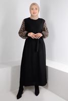 Vêtements hijab NOIR ALVINA ROBE À MOTIFS GRANDE TAILLE T 20253