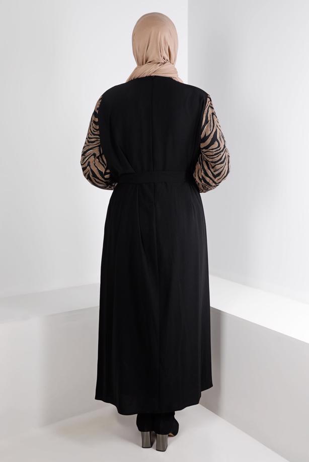 Vêtements hijab NOIR ALVINA ROBE À MOTIFS GRANDE TAILLE T 20253 - TRENDTESETTÜR