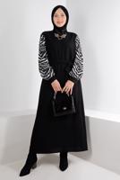 Vêtements hijab NOIR ALVINA ROBE À MOTIFS GRANDE TAILLE T 20253