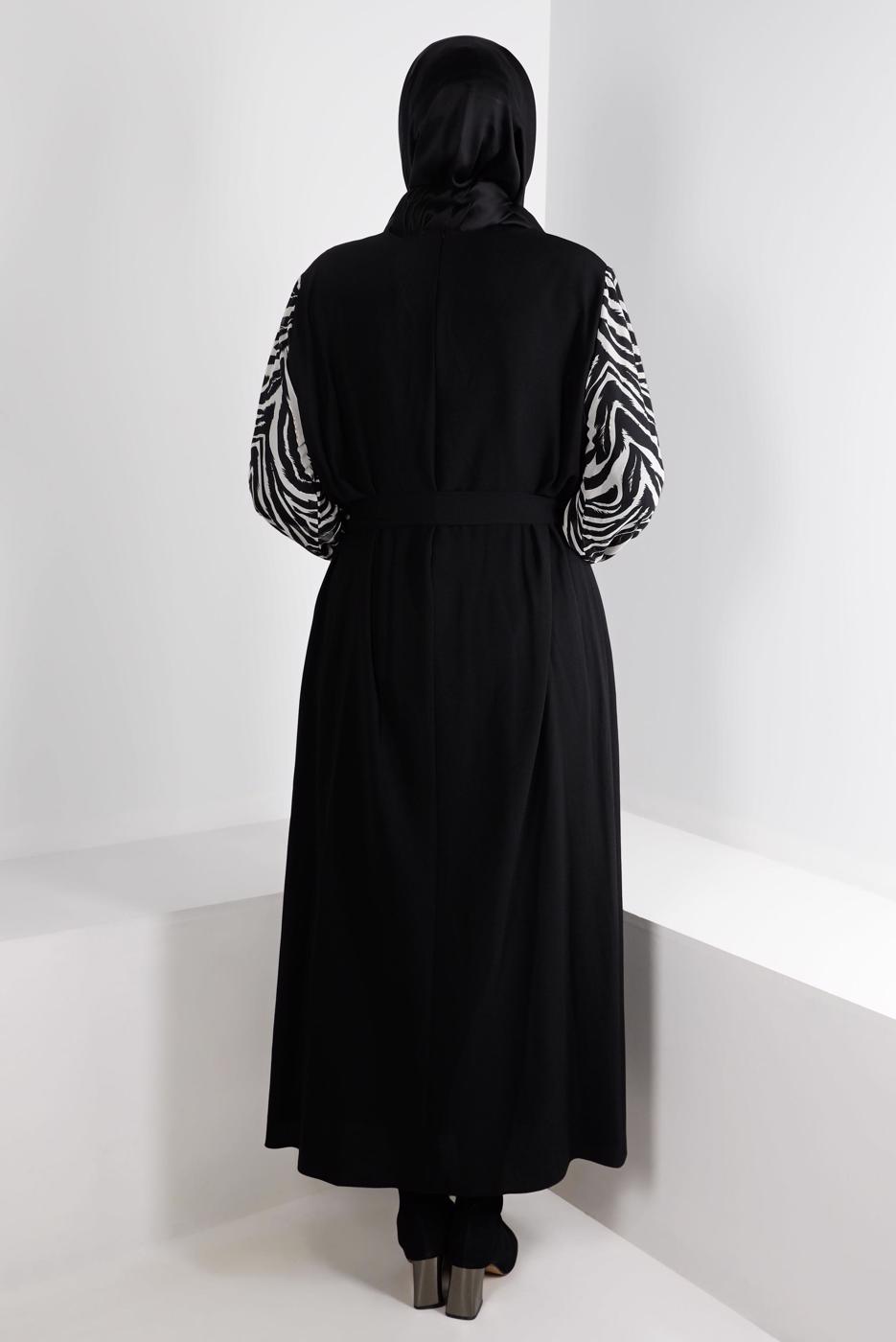 Vêtements hijab NOIR ALVINA ROBE À MOTIFS GRANDE TAILLE T 20253