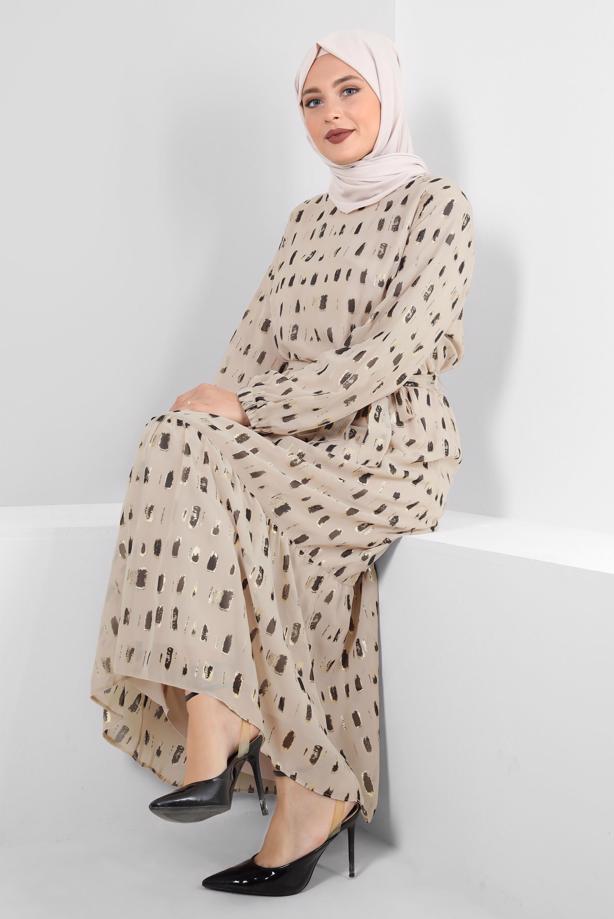 Vêtements hijab BEIGE ROBE GRANDE TAILLE ALVINA T 20254 - TRENDTESETTÜR