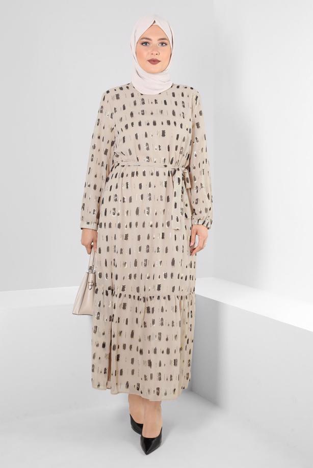 Vêtements hijab BEIGE ROBE GRANDE TAILLE ALVINA T 20254 - TRENDTESETTÜR